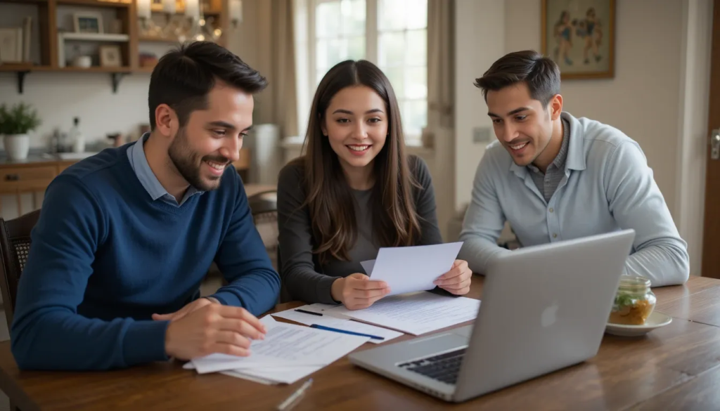 A family reviewing their current mortgage to refinance their home loan in 2025