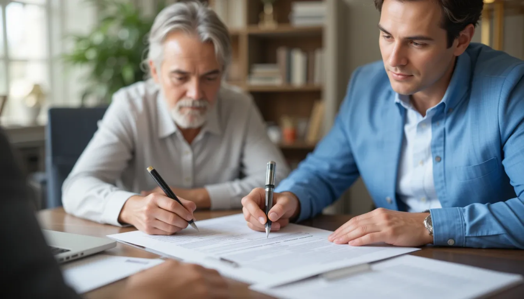 Borrower signing the final documents to refinance their mortgage loan in 2025